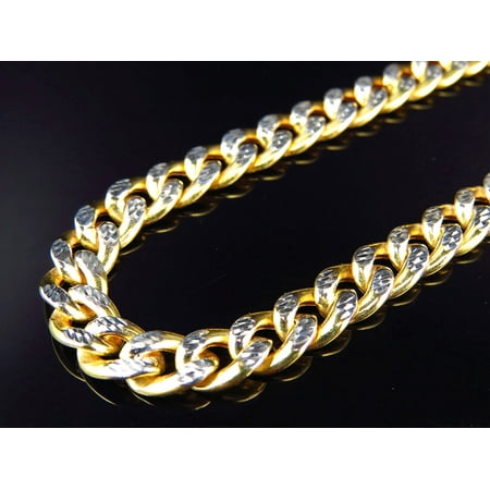 cuban link diamond chain 8mm cut 10k hollow miami necklace yellow gold