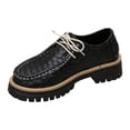 thumbnail image 6 of Lace up Loafers for Women Trendy Stitching Round Toe Walking Shoes Lug Sole Chunky Heel Casual Dress Shoes Black Size 9, 6 of 6