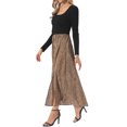 thumbnail image 4 of INSPIRE CHIC Vintage Patchwork Dress for Women's Maxi Swing Square Neck Party Dress S Black Khaki, 4 of 5