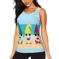 thumbnail image 1 of Balery Gnomes On The Beach Camiseta sin mangas estampada ligera para mujer, tops de entrenamiento sin mangas, camisetas de yoga transpirables de secado rápido.-Small, 1 of 7