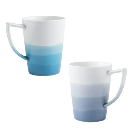 

Haifle 360ml Ceramic Cup With Handle Porcelain Mug Ceramic Mug Oz Microwave Safe Microwave Safe For Office Kitchen-Blue-a and b