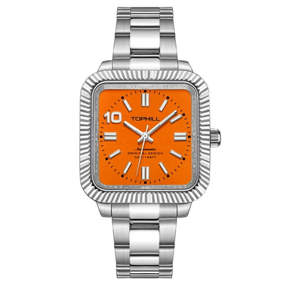 TOPHILL Men Women Couple Calendar Vintage Analog Japanese Automatic Self-Winding Mechanical Wrist Watch Steel Band Sapphire Crystal Waterproof Luminous Business Clock