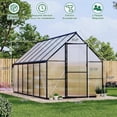 thumbnail image 2 of EastVita 6x9 Ft Aluminum-Framed Polycarbonate Greenhouse Kit Adjustable Roof Vent Clear Pop-up Greenhouse Black, 2 of 9