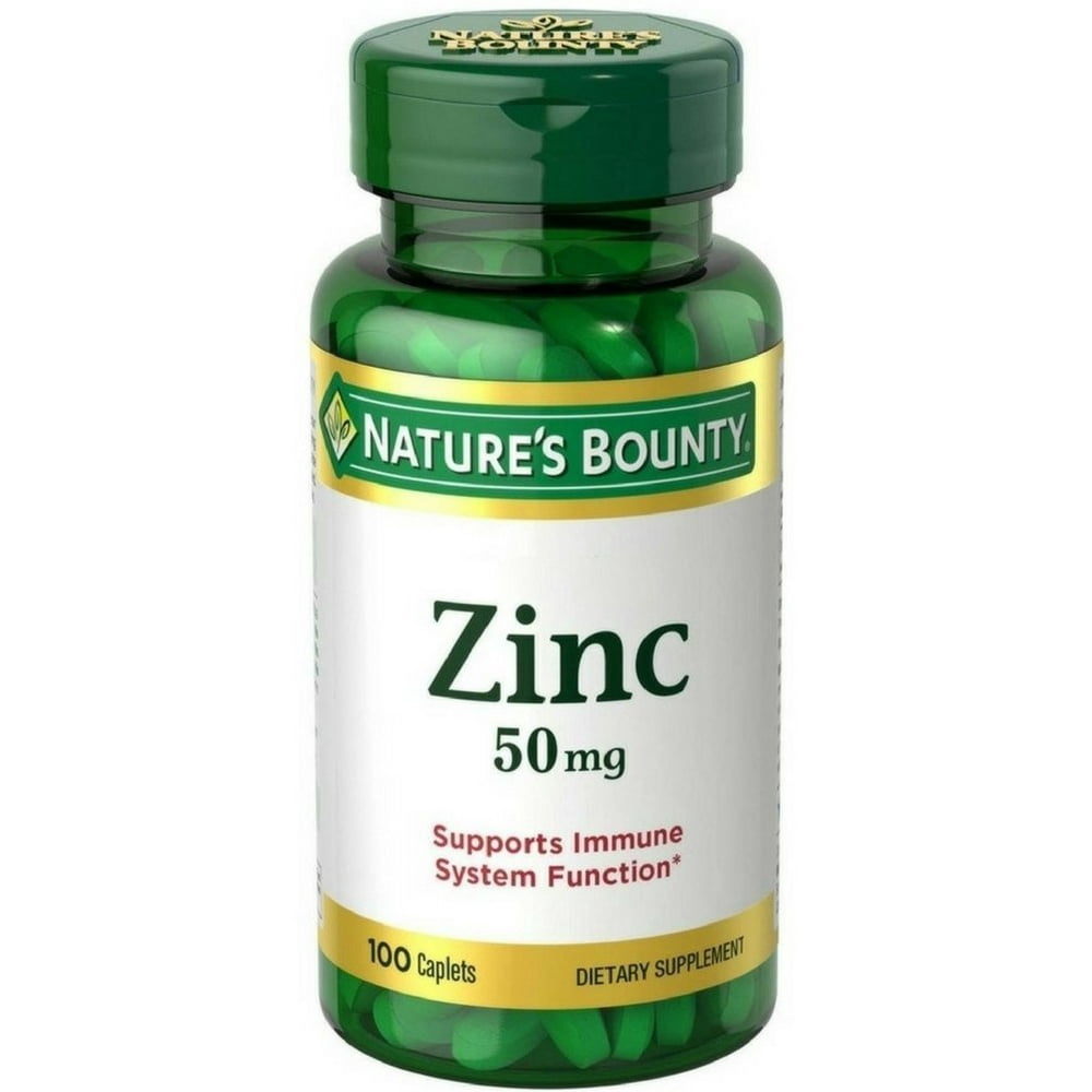 4 Pack - Nature's Bounty Zinc 50 mg Caplets 100 ea ...