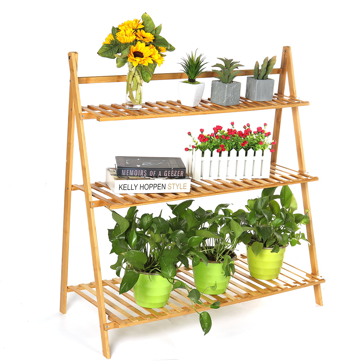 Garden Planter Holder Display Organiser Wooden Plant Stand Flower Pot Shelf Rack 