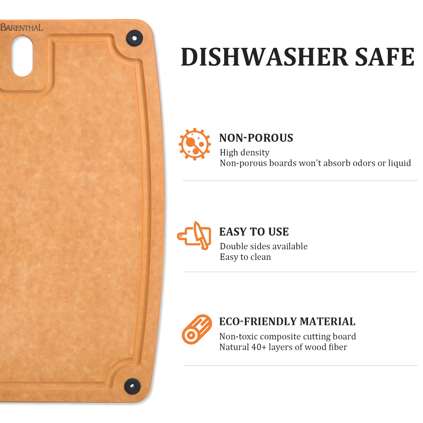 2 Pack Cutting Board, Wood Pine Fiber Reversible Chopping Board with Handles & Juice Grooves, Dishwasher Composite Cutting Board, Small + Medium