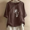 thumbnail image 2 of T-shirt Imprimé Mode Femme Manches Courtes Blouse Col Rond Hauts Décontractés, 2 of 4