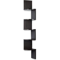 Housewares Goods 5 Tier Wood Wall Mount Floating Corner Shelf Unit in Espresso