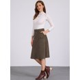 thumbnail image 2 of DARING DIVA Women's Faux Suede Pockets Stretch A-line Midi Skirt with Belt S Coffee, 2 of 6