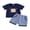 Navy Blue, variant on BemeyourBBs Toddler Baby Boy Baseball Outfits Infant Boys Summer Clothes Letter Baseball Embroidery Short Sleeve T Shirt and Plaid Shorts Set