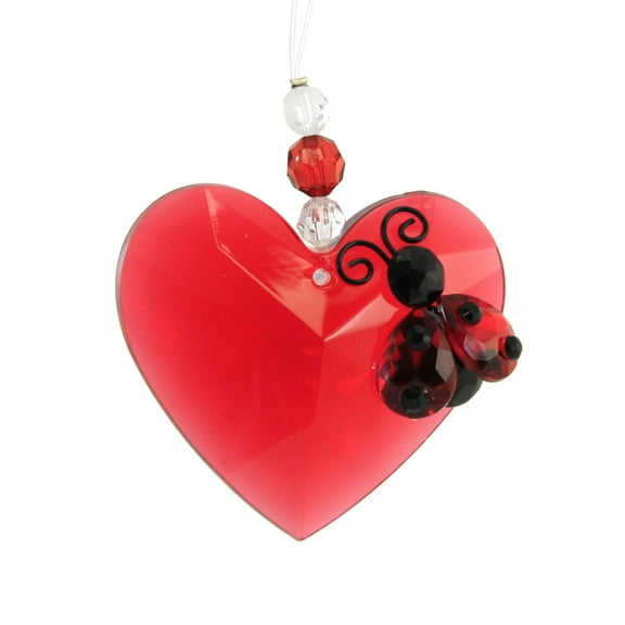 Crystal Expressions Love Bug Ornament - One Ornament 3 Inch, Acrylic - Valentine's Day Faceted Acryl109 Red