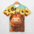 thumbnail image 3 of Highland Cow with Sunflowers Men Zipper T-shirt Summer Casual Short Sleeve T-shirt Top, 3 of 7