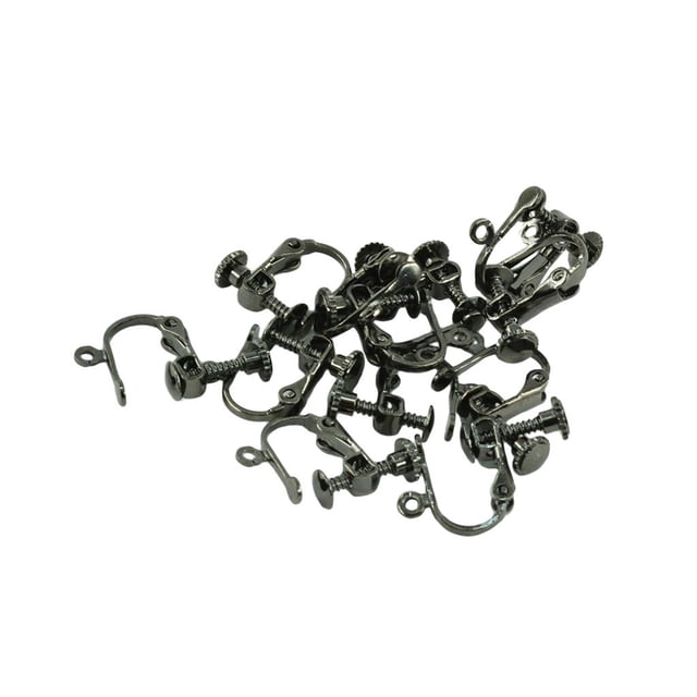 KLKCMS 12 Pieces Clip Earring Jewelry Finding Screw Back with Open-Looped Earring Craft White