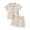 Q329 Beige, variant on Mifsaly Toddler Girls Boys 2 Piece Outfit Set Solid Short Sleeve Button Down Shirts and Shorts with Pocket Lightweight Holiday Casual Summer Clothes