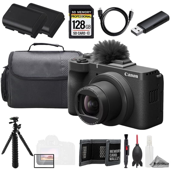 Canon PowerShot V1 Digital Camera   128GB   Tripod   Extra Batt - Value Kit (International Version)