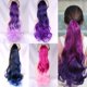 thumbnail image 1 of Peluca de cola de caballo de color Harajuku teñida, cola de caballo falsa atada, peluca de cola de caballo rizada con degradado, cabello largo y rizado, 1 of 5