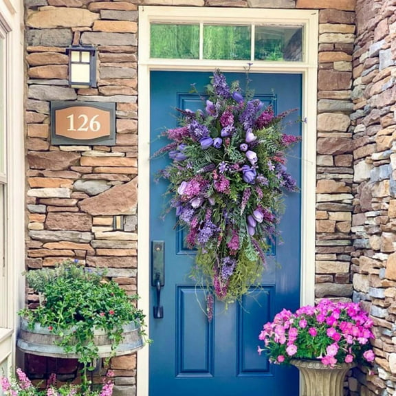 Spring Wreaths-Artificial Wreath Home Decoration Spring Summer Flower Wreaths for Front Door Decor, Floral Wreaths for Home Decortaion