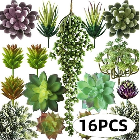 Artificial Plants Succulents Faux Succulents Decor Premium Crafting DIY Floral Decor for Home Garden Office Party 16 Pcs Set