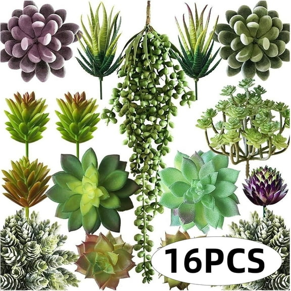 Artificial Plants Succulents Faux Succulents Decor Premium Crafting DIY Floral Decor for Home Garden Office Party 16 Pcs Set