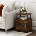 thumbnail image 2 of Furinno Jaya 2-Tier Side Table, Rustic Brown Closed Storage End Table, Night Stand, Bedside Table for Living Room, Bedroom, Home Office, Amber Oak/Black, 2 of 5