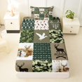 thumbnail image 3 of Manfei Cute Bear Patch Twin Sheets,Abstract Geometric Plaid Bedding,Green,3 Pieces,1 Fitted Sheet and 1 Pillowcase, 3 of 6