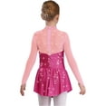 thumbnail image 4 of Doomiva Kids Girls Shiny Rhinestone Figure Skating Dress Long Sleeve Ballet Lyrical Dance Dress for Performance Hot Pink 10, 4 of 5