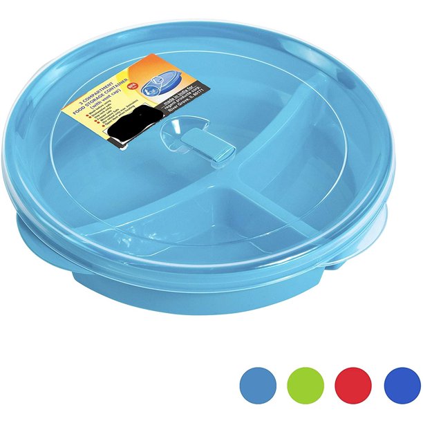 (Set of 4) Microwave Food Storage Tray Containers 3 Section