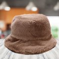 thumbnail image 4 of Sombrero de cubo de piel sintética para mujer, gorro de invierno de lana peluda gruesa, color caqui Kuymtek Caqui, 4 of 6