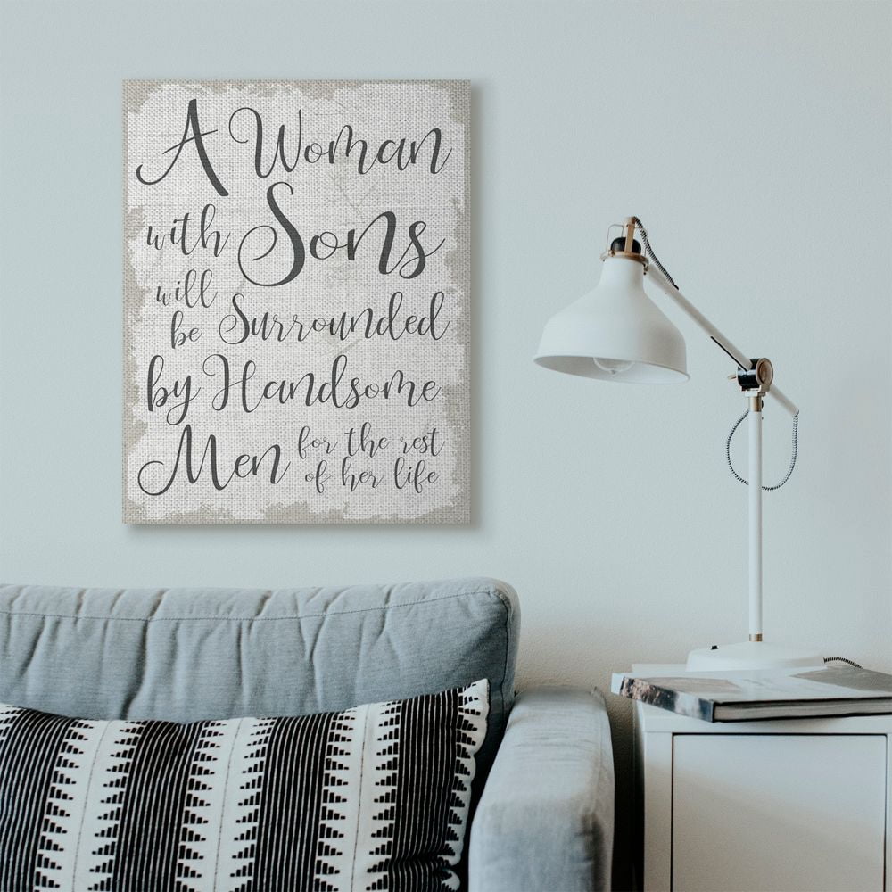 Stupell Industries Handsome Sons Home Family Inspirational Word Textured Design Canvas Wall Art by Daphne Polselli
