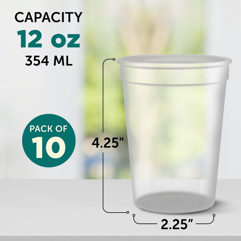 Disposable Plastic Cups 12 oz. Set of 10, Bulk Pack - Perfect for Summer,  Sporting Events, Birthdays, Weddings, Picnic, Beach, Parties - Clear -  Walmart.com