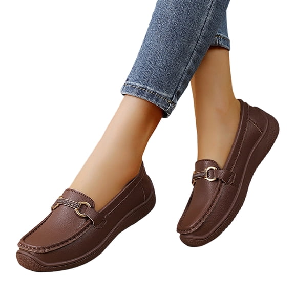 Domzle Loafers for Women Business Casual: Dressy Work Flats | Slip On Office Shoes Penny Loafers - Skin Friendly Lining & Soft Insole 2026 Coffee Wide-9