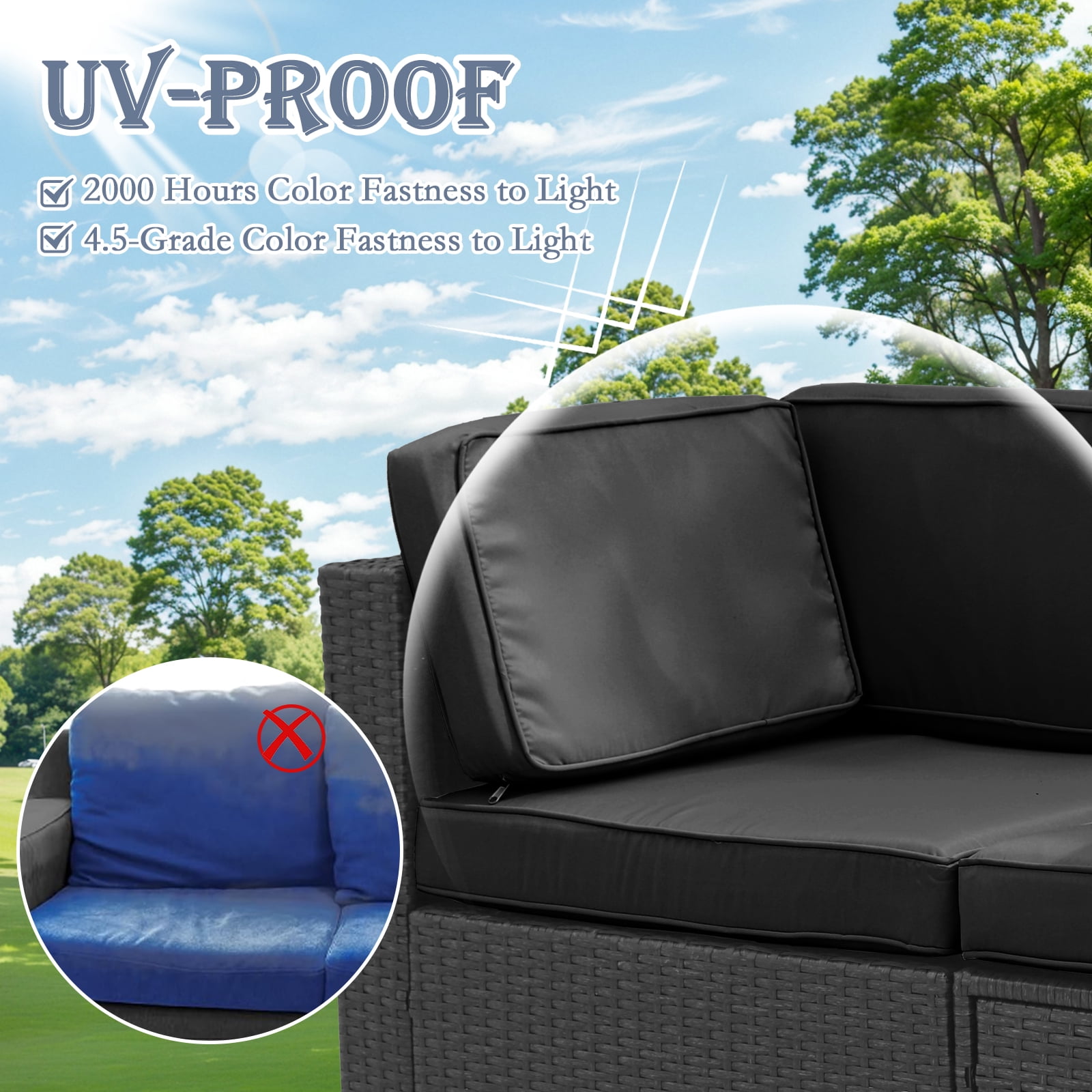 FKS LIFE 11Pcs 25.6"x25.6"x3.9" Patio Cushion Covers Replacement, Waterproof Fade-Resistant Outdoor Slipcovers for Couches Chairs,Dark gray