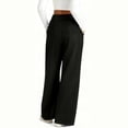 thumbnail image 4 of Wide Leg Jeans Women Petite High Waisted Elastic Jean Waist Strechy Drawstring Pull On Denim Pants With Pockets Black M, 4 of 7