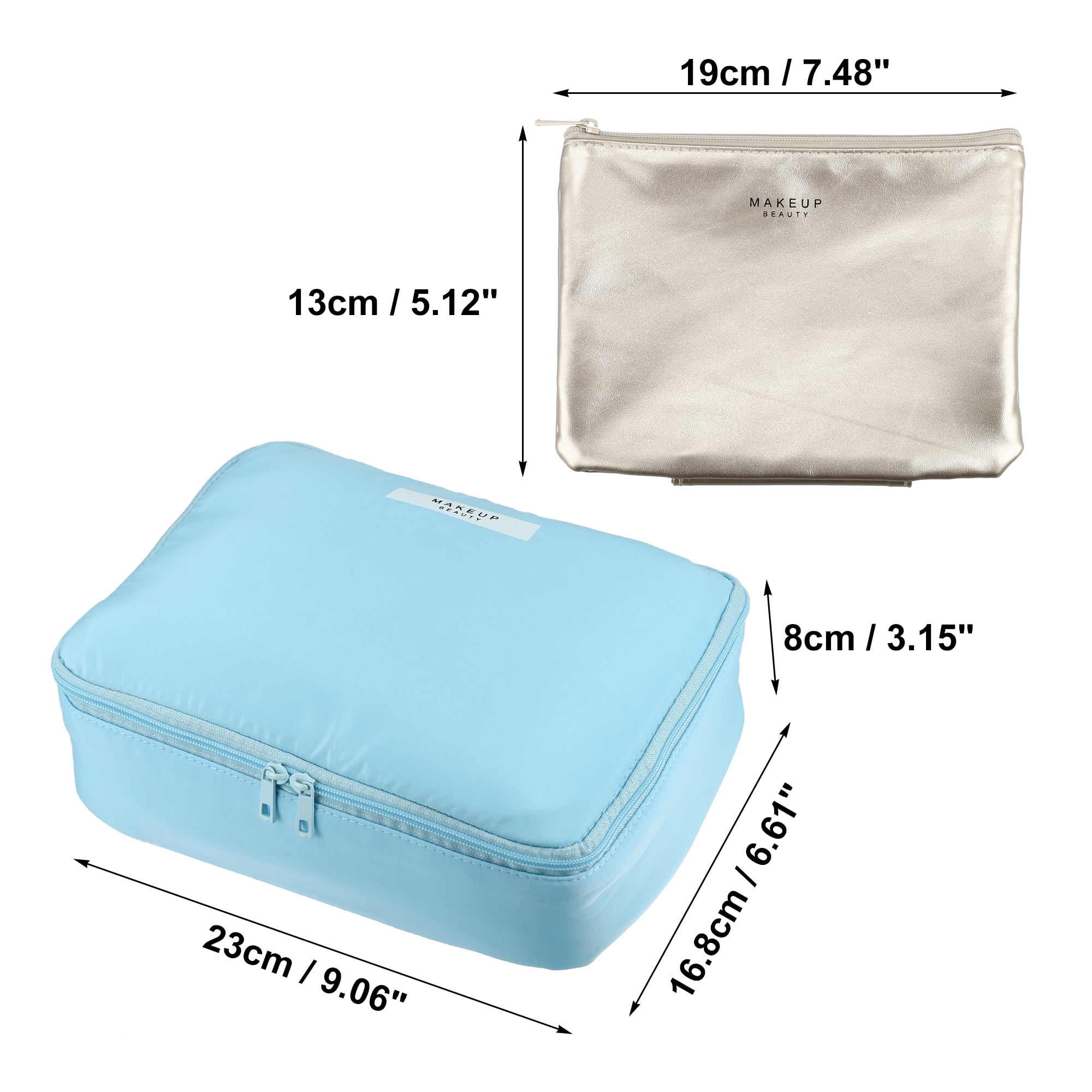 Unique Bargains Floral Makeup Bag Zipper Flower Cosmetic Pouch Blue