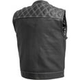 thumbnail image 2 of First Mfg Co - Upside - Men's Motorcycle Biker Riding Black White Leather Vest - 4X Large, 2 of 4