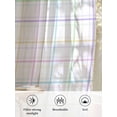 thumbnail image 6 of Sheer Curtains 72 Inches Long 2 Panels Set for Bedroom, White Plaid Grid Semi Sheer Curtains for Windows, Colorful Line Modern Simple Geometric Voile Window Treatments Rod Pocket Curtain, 6 of 7