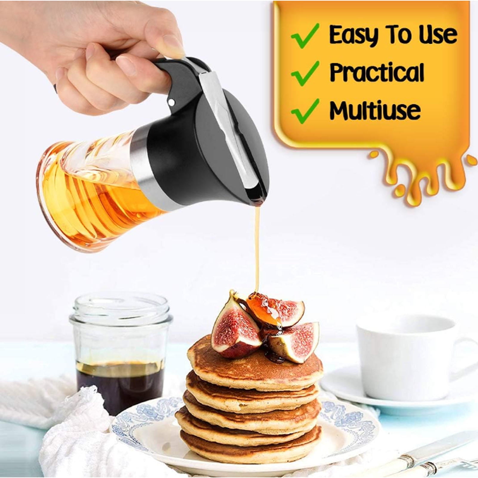BIMZUC 3.38 oz Stainless‑Steel Syrup Dispenser – Easy‑Clean Honey Jar for Chocolate, Peanut Butter, Maple & Caramel