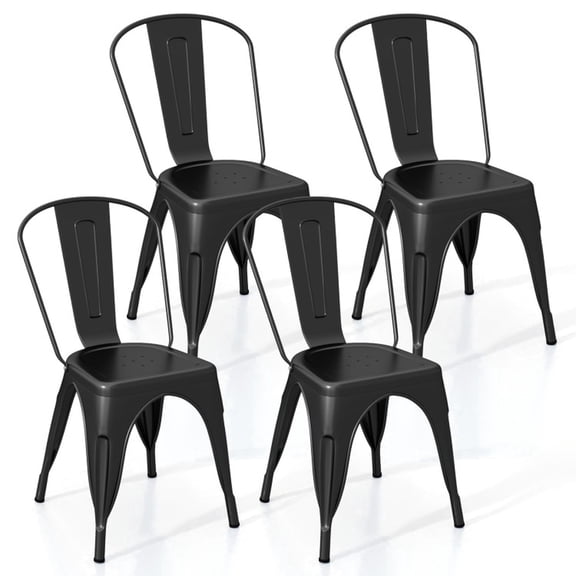 Furnibear Black Metal Dining Chairs Set of 4 Heavy Duty Metal Frame Dining Room Chairs Accent Chairs for Dining Room Kitchen and Apartment Comfortable Modern Sturdy