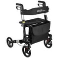 thumbnail image 1 of Déambulateur à Pliage à une Main pour Aînés et Adultes avec Roues de 8 Po, Siège et Dossier, Déambulateur Roulant en Aluminium avec Poignée Ajustable, Sac de Rangement, 1 of 8
