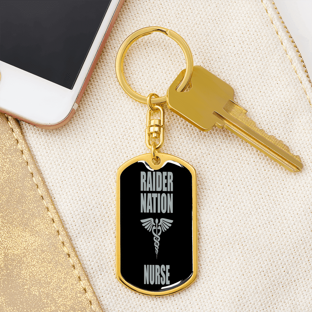 Raider Nurse Swivel Keychain Dog Tag Stainless Steel or 18k Gold