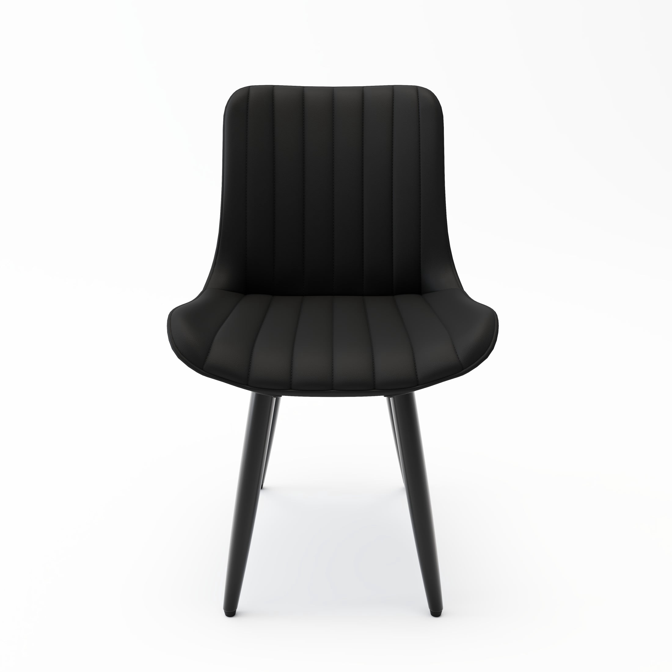 Noble House Modern PU Leather Dining Chairs with Metal Legs, Armless Side Chairs for Kitchen, Black, Set of 2