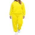 thumbnail image 2 of Women's Plus Size Two Piece Outfits Sweatsuits Sets Long Sleeve Loungewear Tracksuit Sets Yellow L, 2 of 4