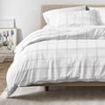 thumbnail image 3 of Bare Home Luxury Duvet Cover and Sham Set - Premium 1800 Collection - Ultra-Soft - Queen, Modern Plaid - White/Gray, 3-Pieces, 3 of 8