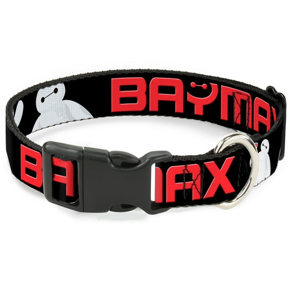 Disney Pet Collar, Dog Collar Plastic Buckle, Baymax Poses Black White Red, 7 to 8.5 Inches 0.5 Inch Wide