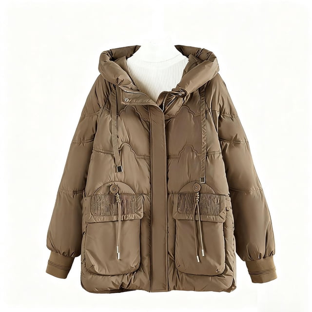 Économies Automne/hiver! srobpty Veste Matelassée à Manches Longues pour Femmes, Veste Décontractée à Capuche à Manches Longues Colorée pour Dames Kaki, m
