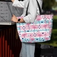 thumbnail image 7 of Xecao Pink Striped Flamingo for versatile beach bag for women includes zipper pockets and waterproof material, ideal for vacations and adventures., 7 of 7