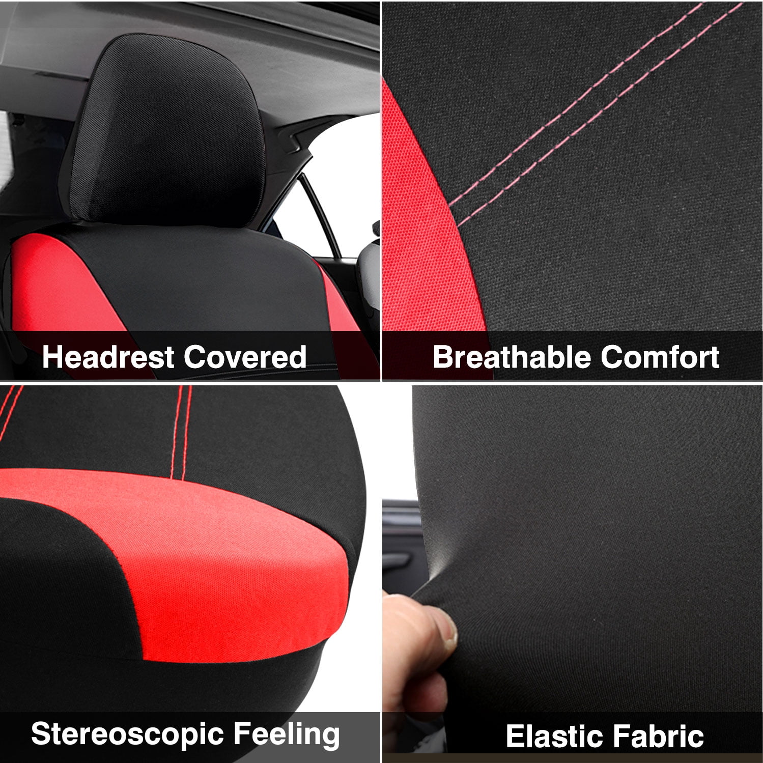 TIANLAIMEI Full Set Car Seat Covers with Steering Wheel Cover and Seat Belt Shoulder Protector Set, Automotive Seat Cushion Car Accessories Fits Most Cars