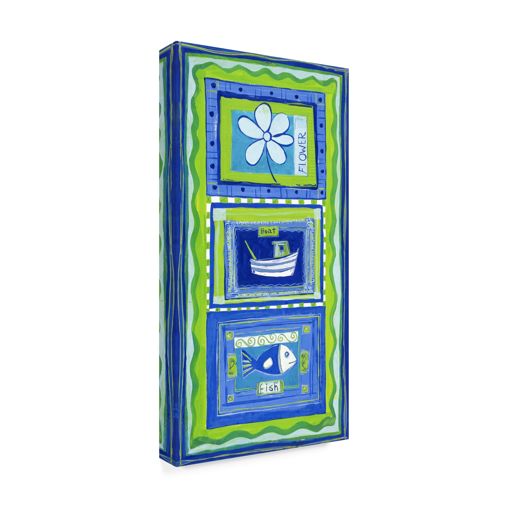 Trademark Fine Art 'Fish Boat And Flower In Blue' Canvas Art by Pablo Esteban