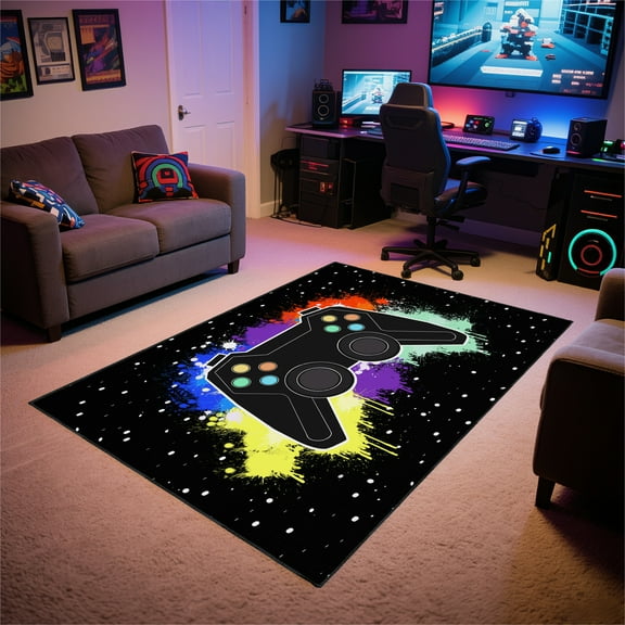 Gamer Rug for Room,3x5 ft Non-Slip Cool Gaming Carpet for Bedroom Livingroom and Game Room Rug Decor