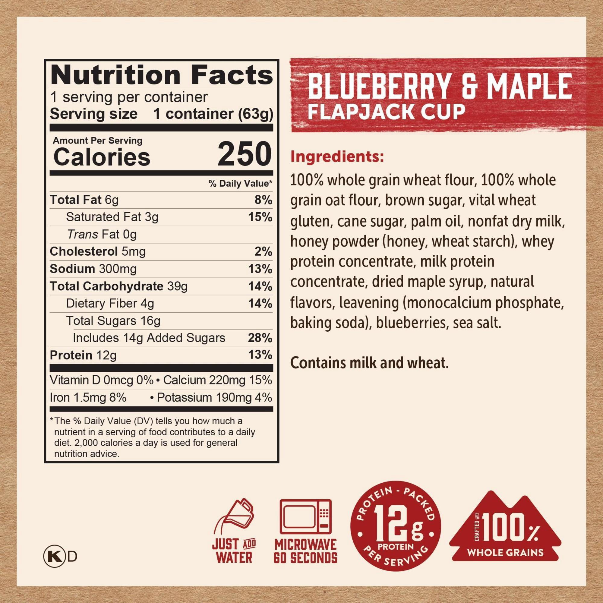(12 pack) Kodiak Protein-Packed Blueberry and Maple Pancake Cup, 2.22 oz